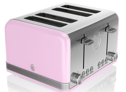 Swan ST19020PN Retro 4 Slice Toaster - Pink - Kettle and Toaster Man